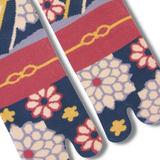 Japanse tabi sokken Kiku Blue mt 37-39