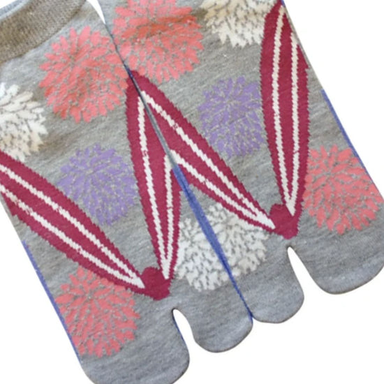 Japanse tabi sokken Kiku Grey