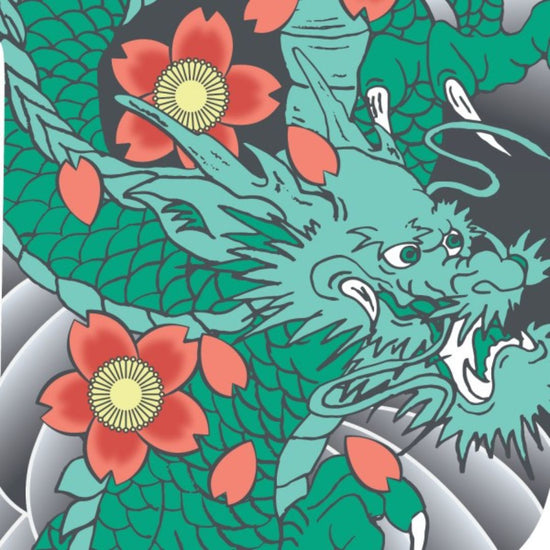 Koinobori karpervlag Tattoo Dragon 100cm