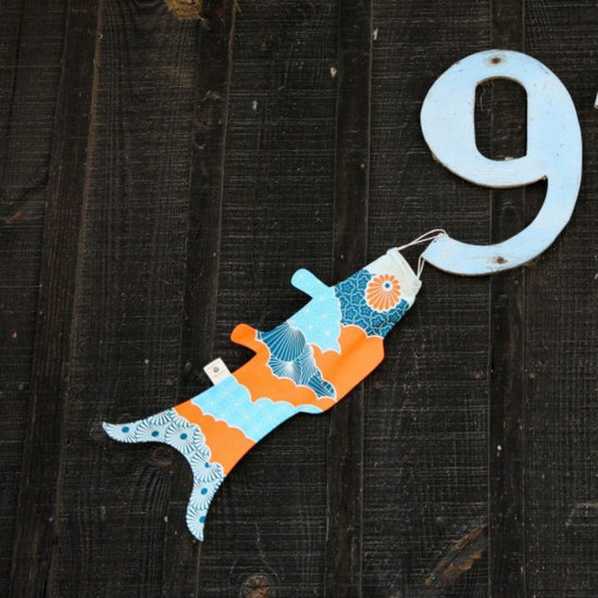 Koinobori karpervlag tattoo Ume Blue 45cm