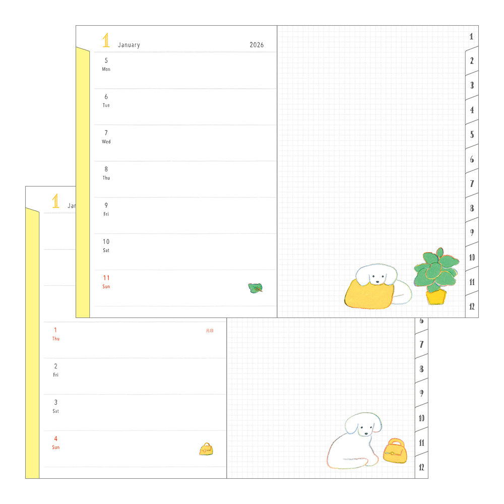 Midori Pocket Diary 2026 B6 Dog
