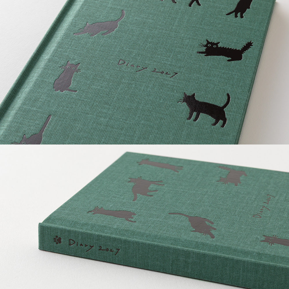 Midori Book Style Diary Cat Green B6 2027