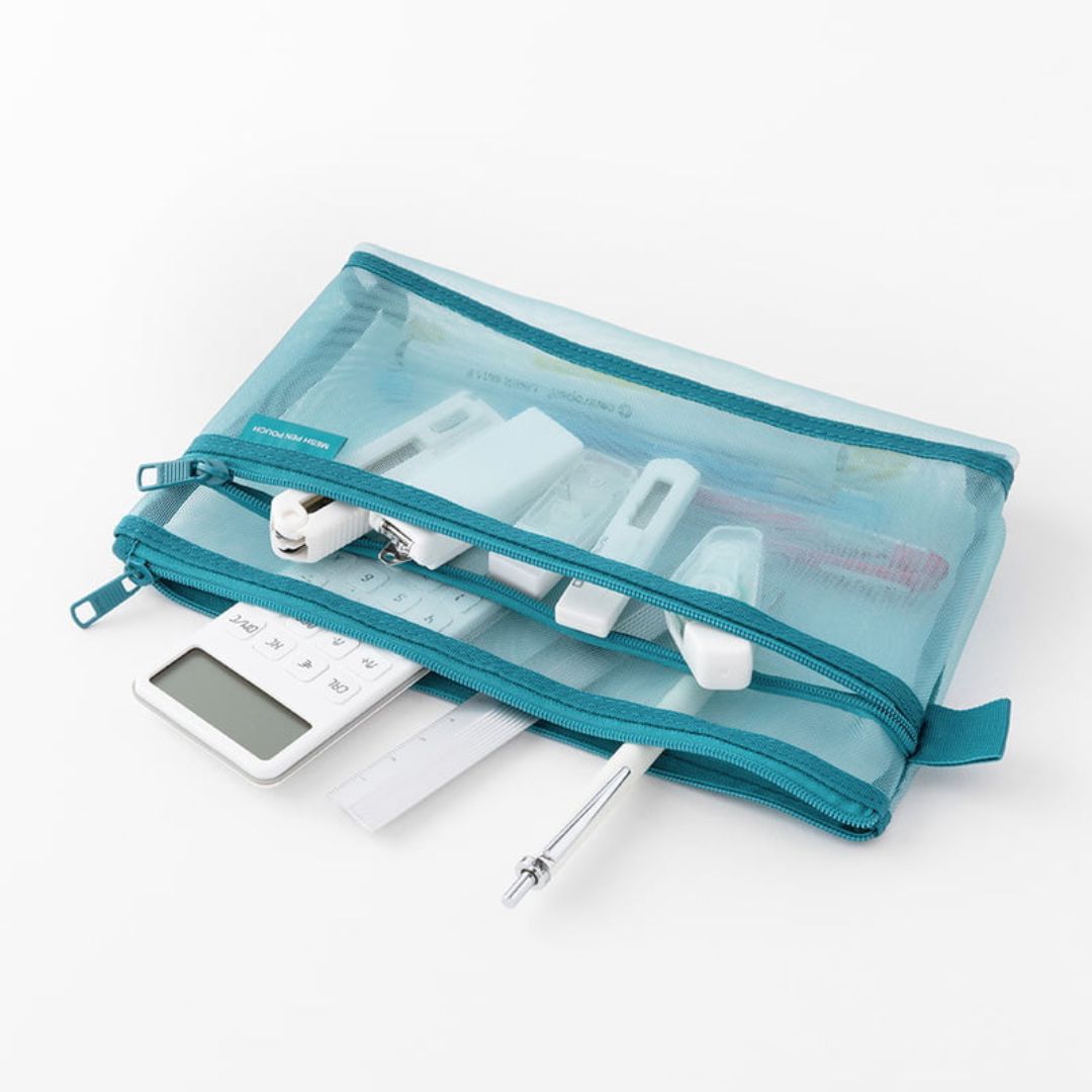 Japanse stationery kopen Midori Mesh Pen Pouch Blue
