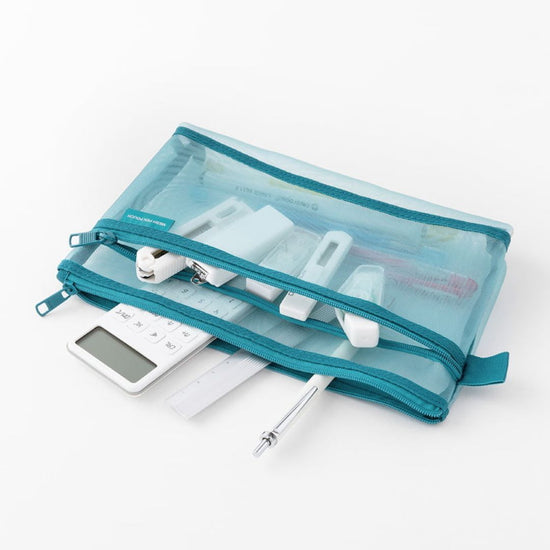 Japanse stationery kopen Midori Mesh Pen Pouch Blue