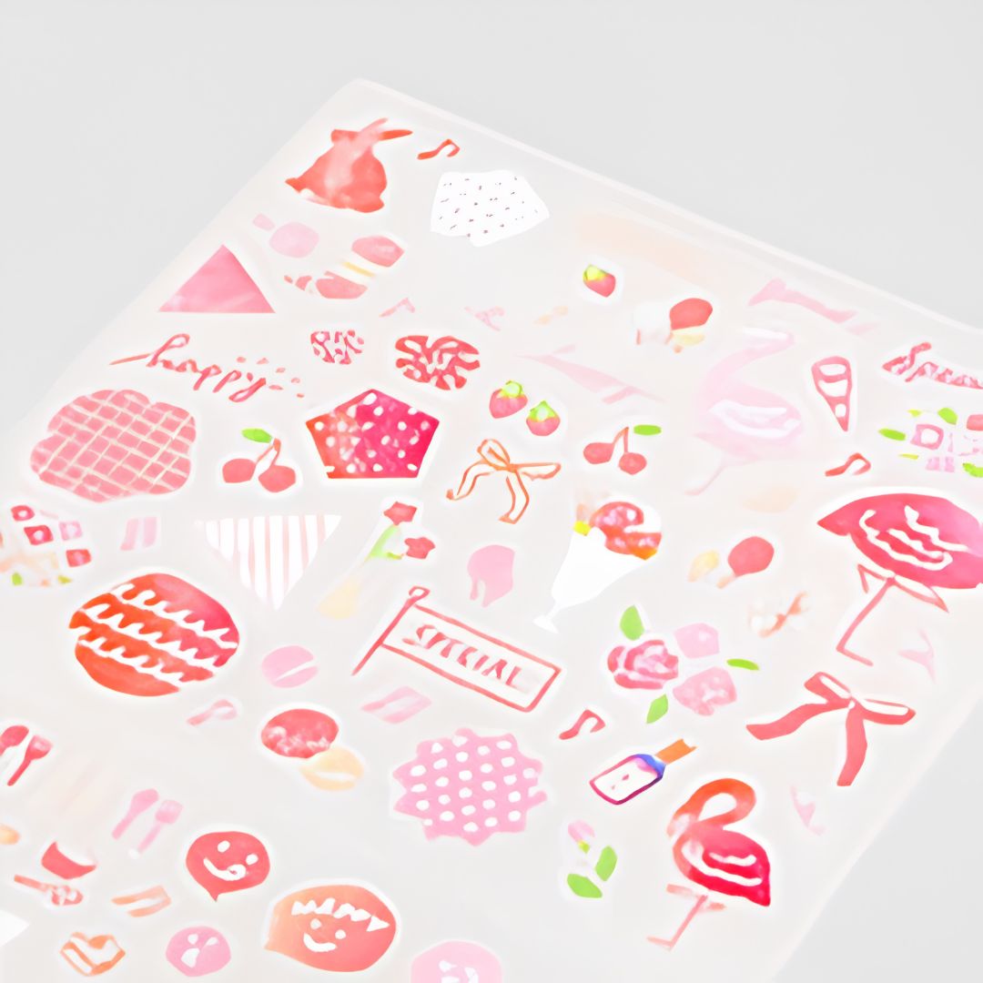 Midori Diary Stickers Color Pink | Japanse Plannerstickers voor Journaling