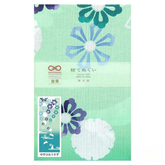 Tenugui Japanse katoenen doek Konijntjes en Bloemetjes