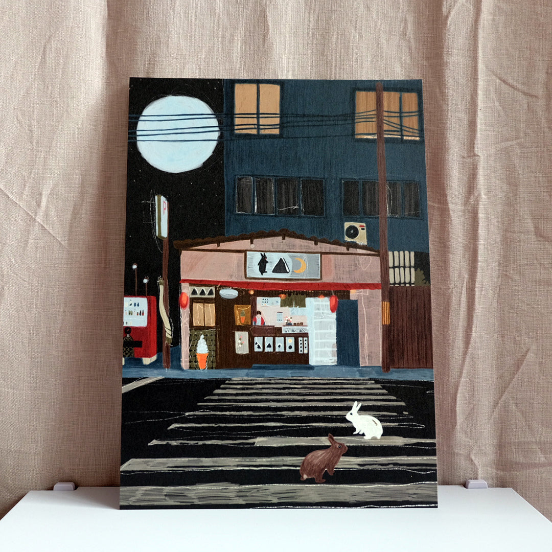 Leandra du Pau Illustration A4 Konijn Onigiri Shop