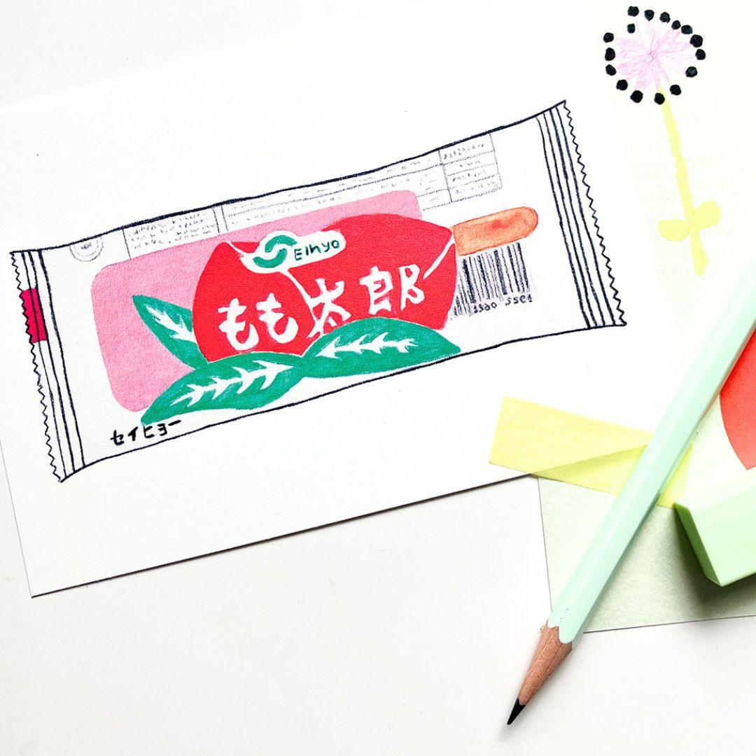 Japanse Wenskaart Momotaro Popsicle- Melina Pecharki