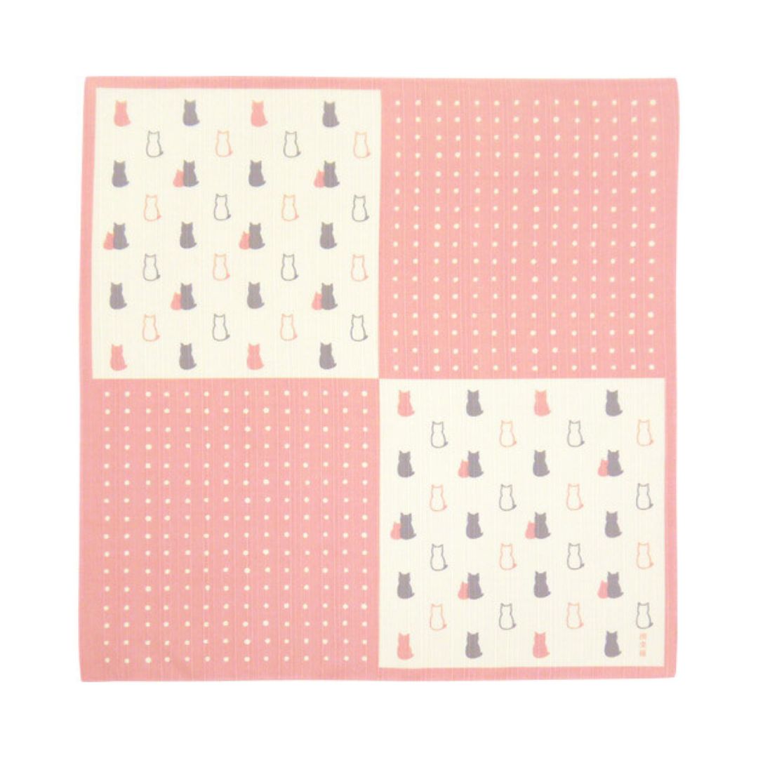 Furoshiki Japanse knoopdoek Sitting Cat Pink