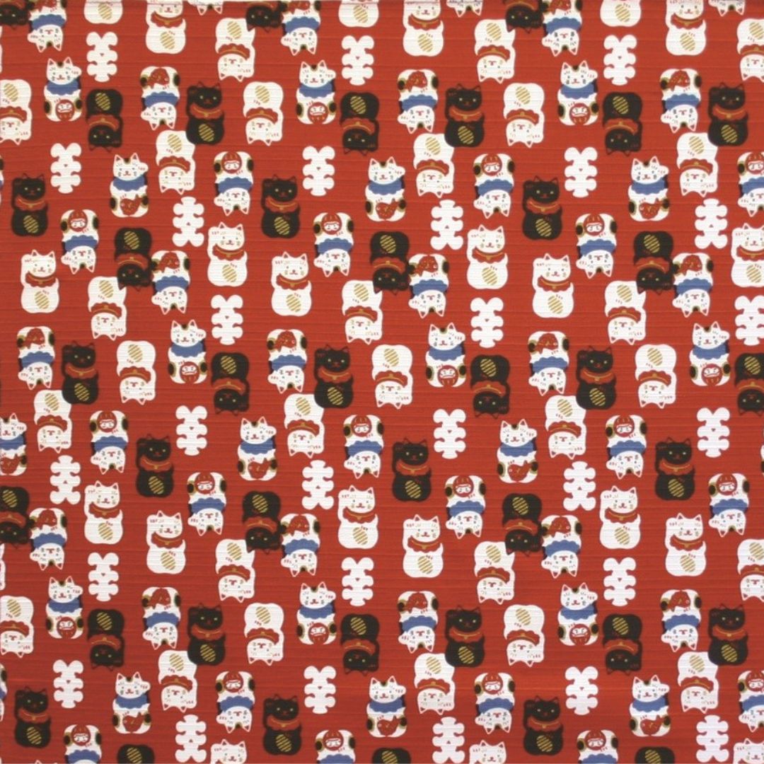 Furoshiki Japanse knoopdoek Maneki Neko 50cm
