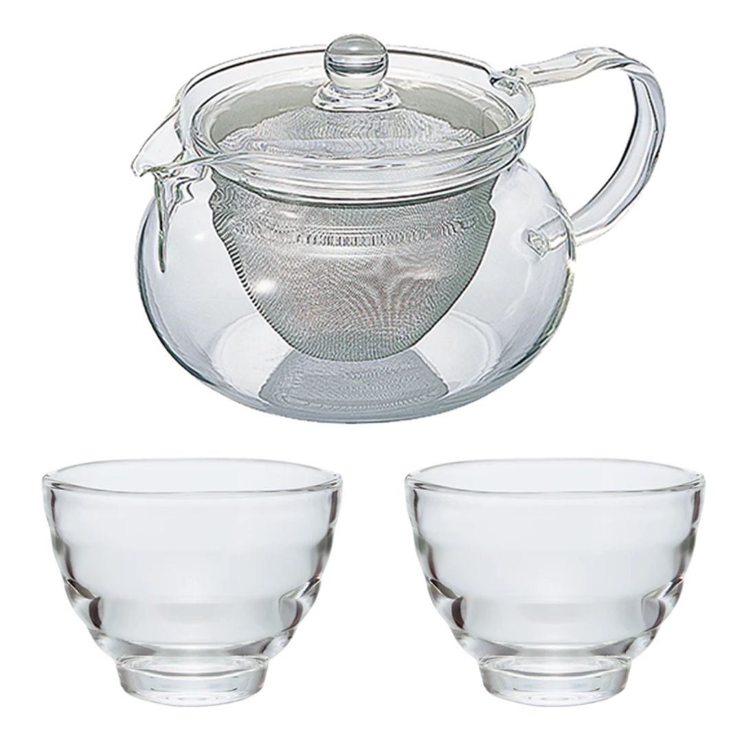 HARIO Cha Cha Thee Set voor Twee met glazen theepot en kopjes