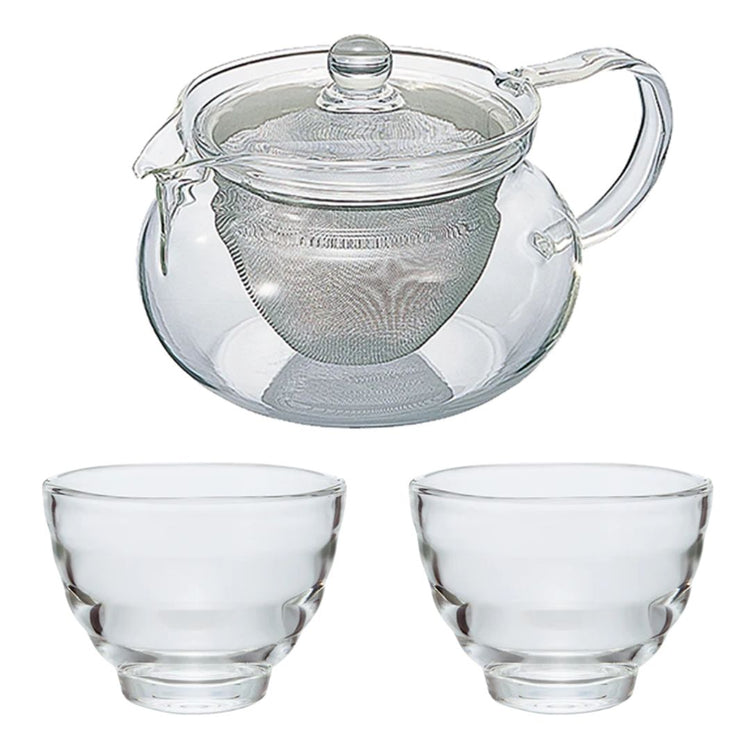 HARIO Cha Cha Thee Set voor Twee met glazen theepot en kopjes