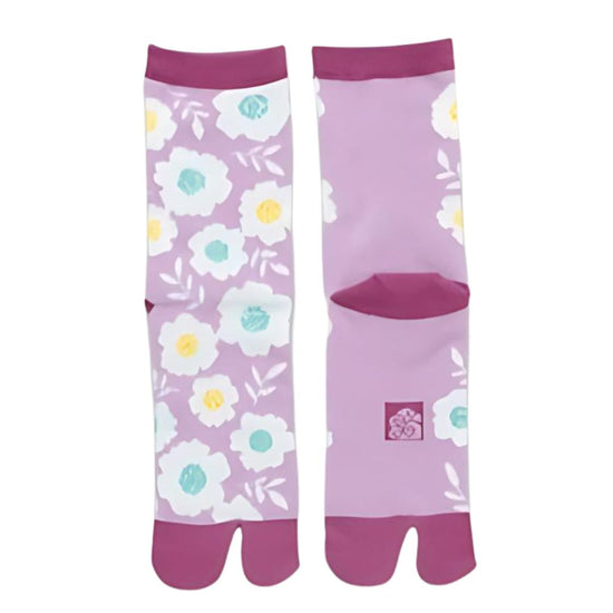 Japanse tabi sokken Bloemen Paars mt 37-39