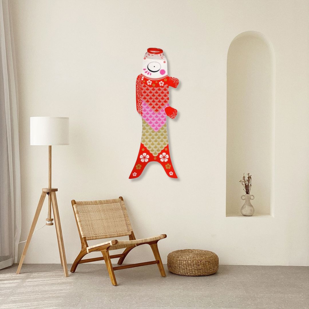 Koinobori karpervlag Golden Red 140cm