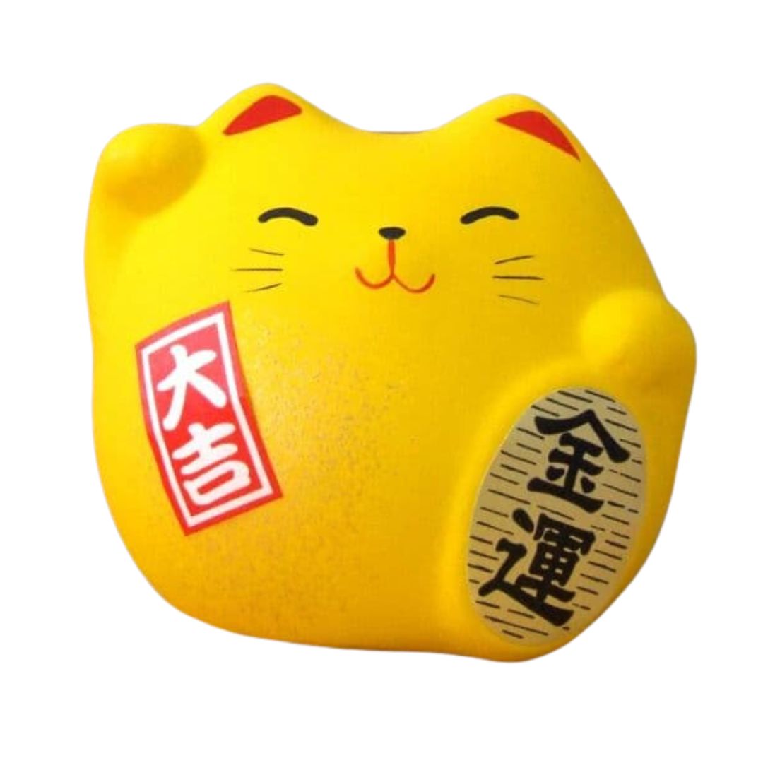 Maneki neko gelukskat geel