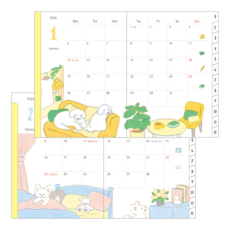 Midori Pocket Diary 2026 A6 Dog