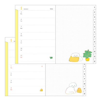 Midori Pocket Diary 2026 B6 Dog