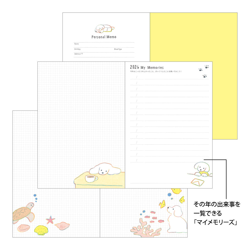 Midori Pocket Diary 2026 B6 Dog
