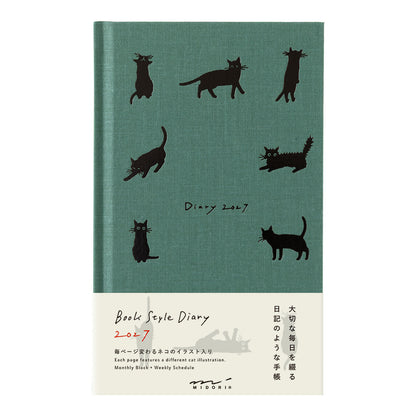 Midori Book Style Diary Cat Green B6 2027