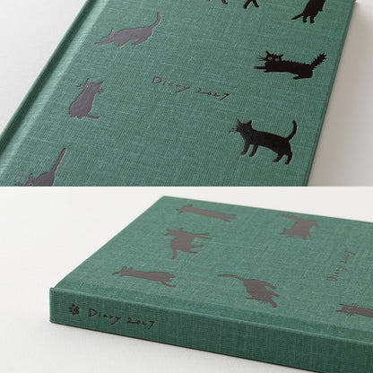 Midori Book Style Diary Cat Green B6 2027