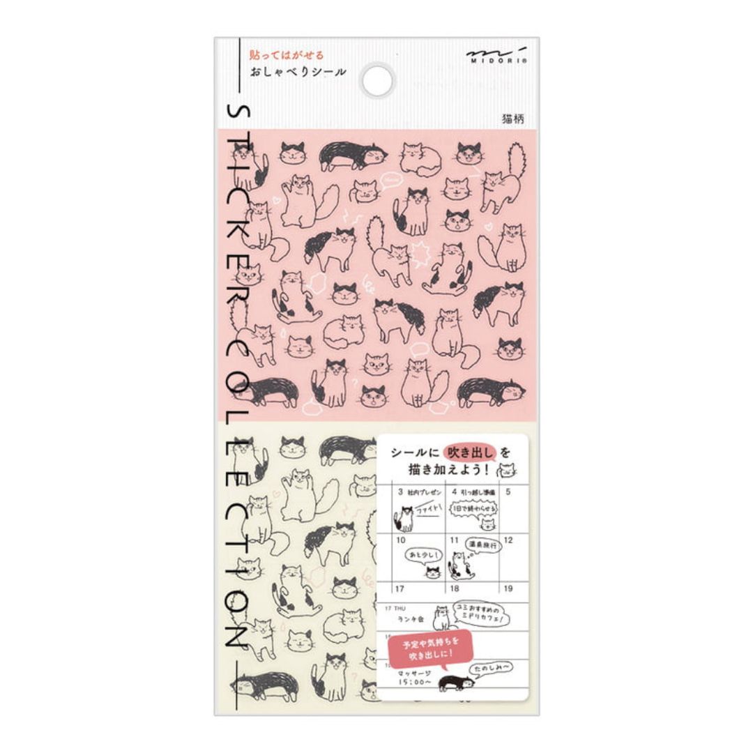 Midori Diary Sticker Chatty Cat – Japanse plannerstickers