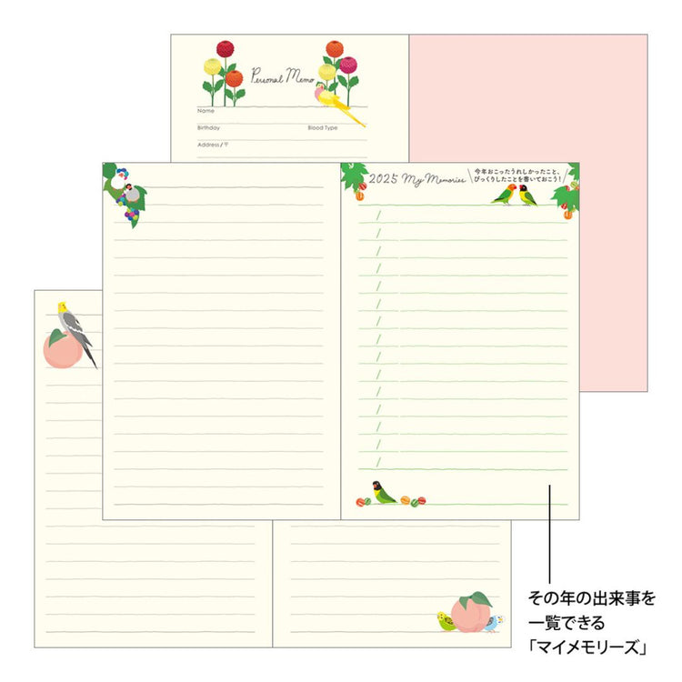 Midori Pocket Diary A6 Birds