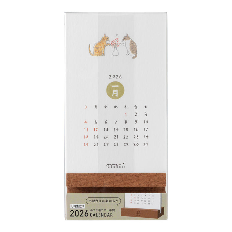 Midori Stand Kalender 2026 Cats