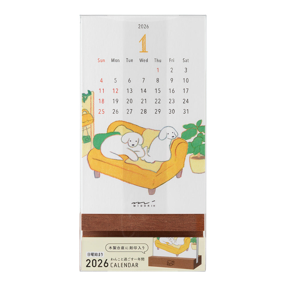 Midori Stand Kalender 2026 Dogs 