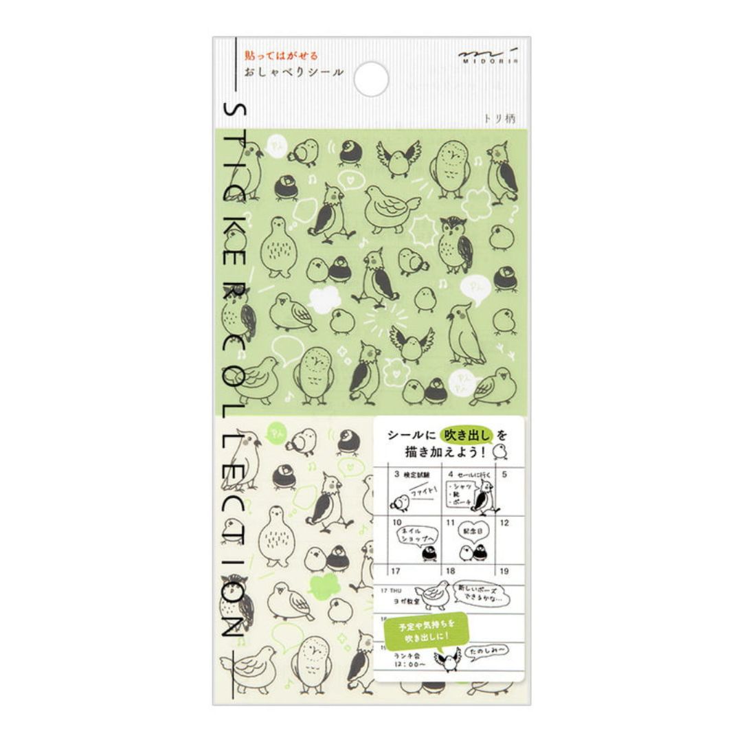 Midori Journal Stickers Chatty Birds