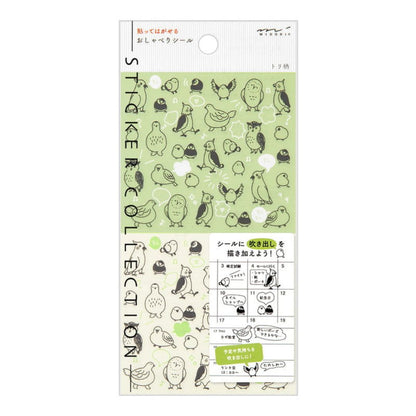 Midori Journal Stickers Chatty Birds