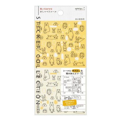 Midori journal stickers Chatty Forest Animals