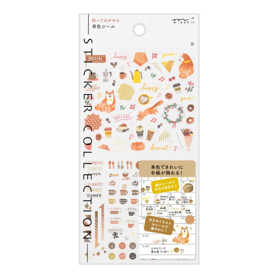 Midori Diary Stickers Color Brown