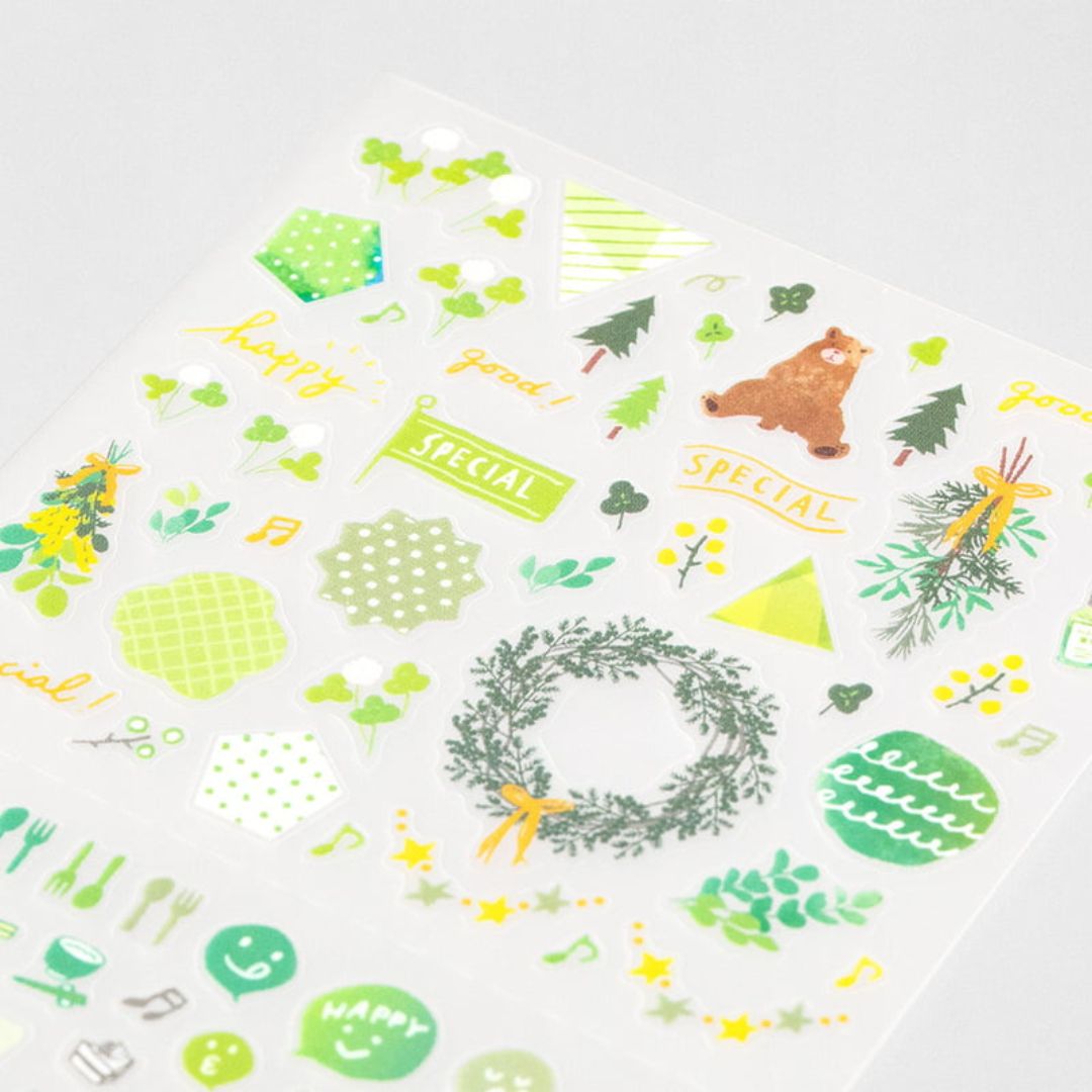 Midori Diary Stickers Color Green | Japanse Plannerstickers voor Journaling