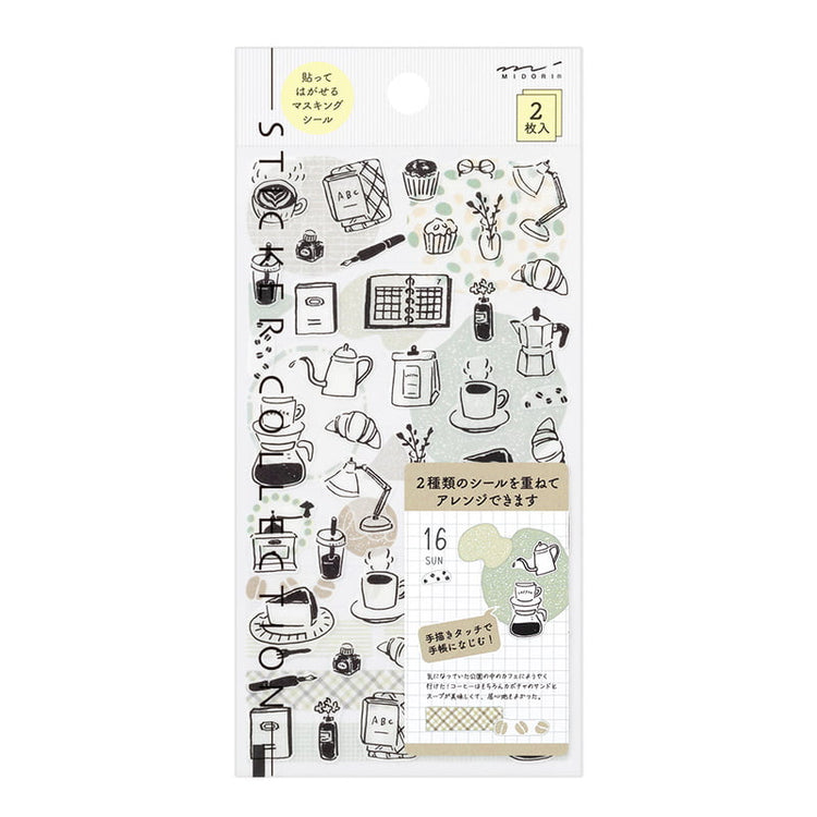 Midori Diary Stickers Monochrome Coffee