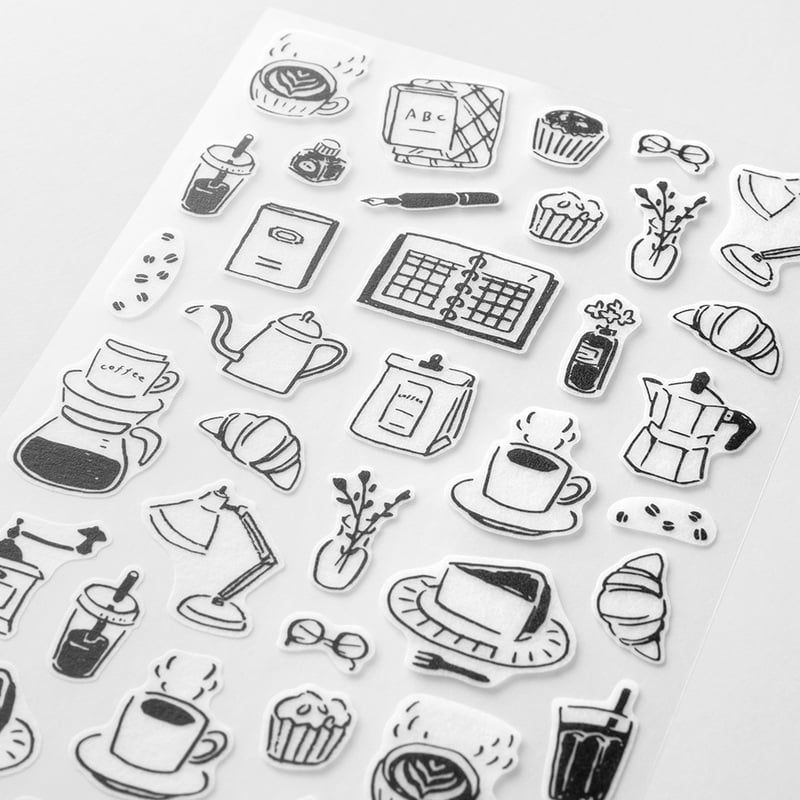 Midori Diary Stickers Monochrome Coffee