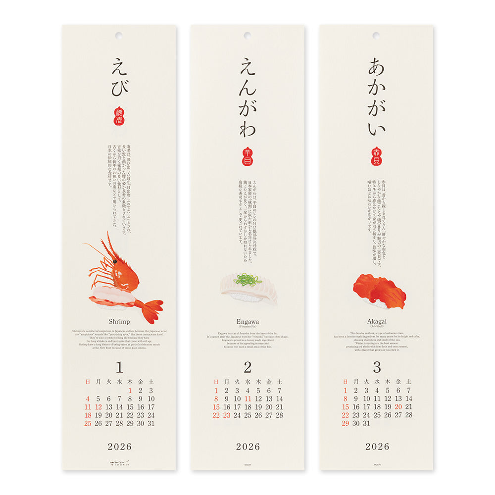 Midori Echizen Muurkalender 2026 Sushi