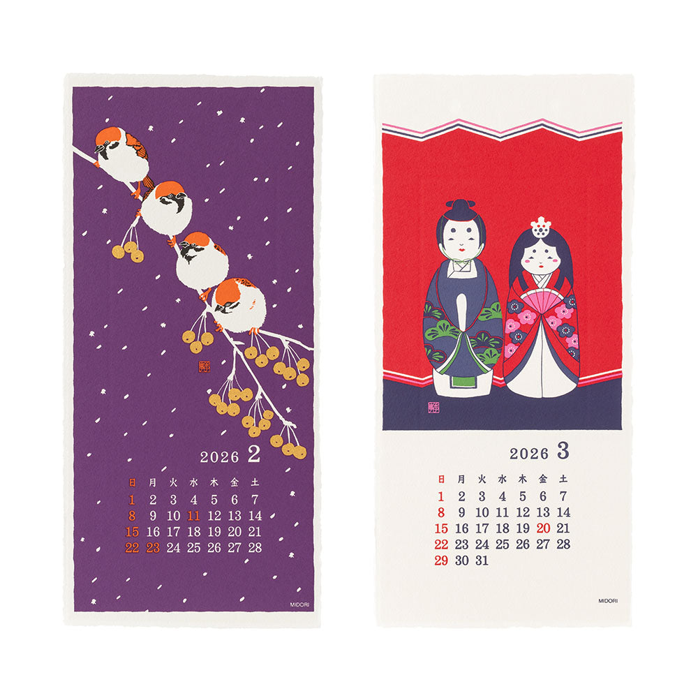 Midori Echizen Muurkalender 2026 Seasonal Tradition (S)