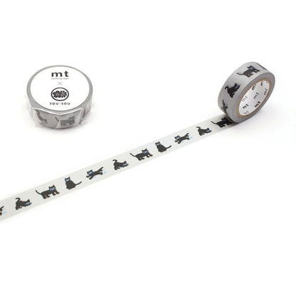MT washi tape meets SOU SOU het Japanse textielmerk. Deze heeft een patroon van zwarte katjes.