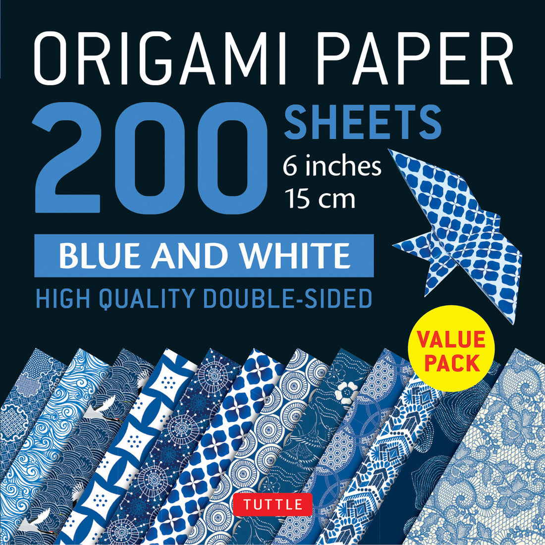 Origami papier dubbelzijdig blauw-wit 15x15cm