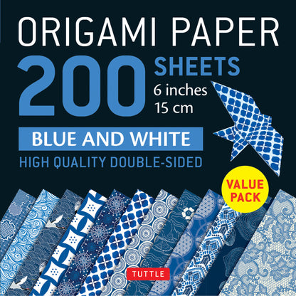Origami papier dubbelzijdig blauw-wit 15x15cm