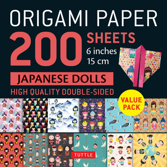 Origami papier dubbelzijdig kokeshi 15x15cm