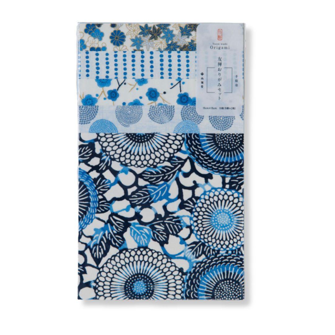 Shogado Origamipapier Kyoto | Blue| 10 Velletjes met Japanse Patronen
