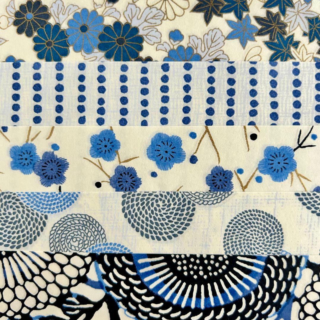 Shogado Origamipapier Kyoto | Blue| 10 Velletjes met Japanse Patronen