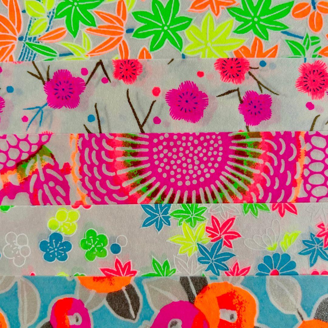 Shogado Origamipapier Kyoto | Neon| 10 Velletjes met Japanse Patronen