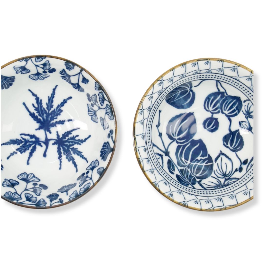 Japanse kommenset Flora Japonica met bloemenmotief, inclusief chopsticks, 500 ml ramenkommen.