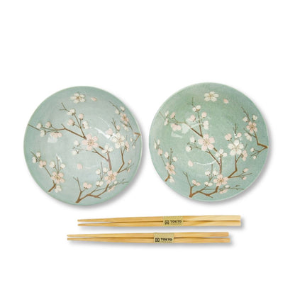 Japanse sakura kommenset Fujisakura, inclusief stokjes, ideaal voor ramen en soep.
