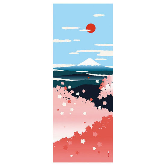 Tenugui Japanse inpakdoek Sakura Fuji Red Sun