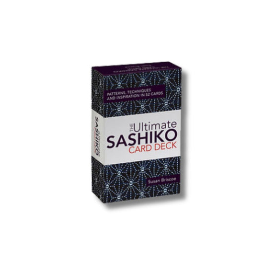 Sashiko kaartenset van Susan Briscoe met 52 kleurrijke kaarten vol traditionele Japanse borduurpatronen, ideaal voor creatieve handwerkprojecten.