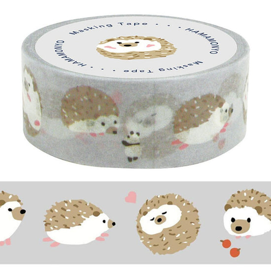 Vrolijke Japanse washi tape met egeltjes erop.