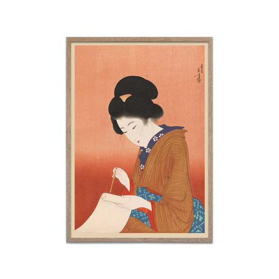 Japanse print writing woman